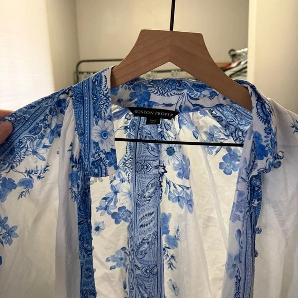 Boston Proper Wildflowers Print Peasant Shirt 100% cotton - Picture 8 of 8